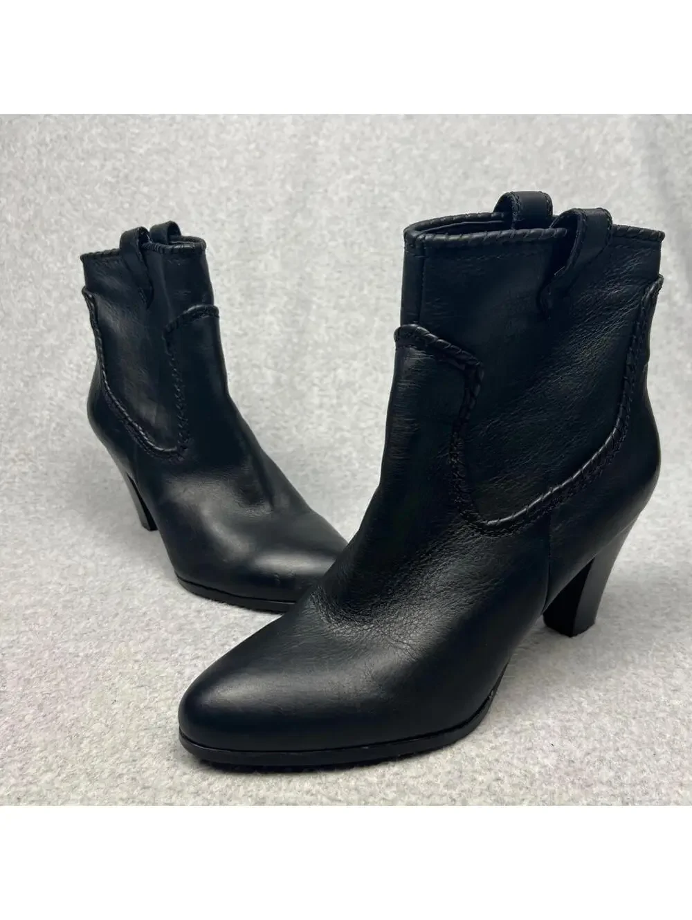 Karl Lagerfeld Black Leather Ankle Boots Bootie Western Womens 11 Cowgirl